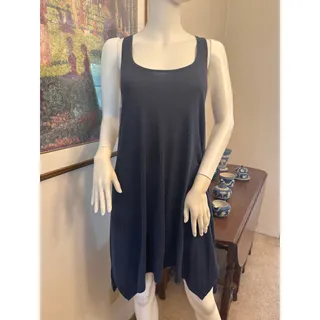 Photo of Lucky Brand Navy Blue Swim Coverup Dress Medium Beaded Racerback Beach Boho