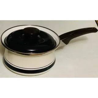 Photo of Sanko Ware Janko Classic Series 1 Quart Saucepan Vintage Japan Porcelain Enamel