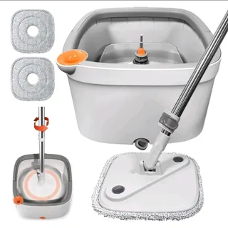 Photo of KZKR Spin Mop & Bucket System Includes Spin Mop Dual Compartment Mop Bucket Set