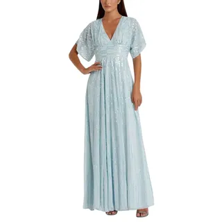 Photo of Mac Duggal 10807 Blue Evening Gown Beaded Chiffon Long A-Line Dress Size 14