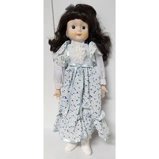 Photo of Vintage 16" Heirloom Porcelain Doll “Vicky” TH‑39 w/ Original Box – Floral Dress