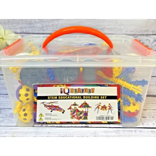 Photo of IQ Builder STEM Educational Building Set 164 Pc Interlocking Blocks Toy Bin
