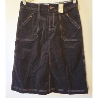 Photo of Vintage Eddie Bauer Corduroy Midi Skirt Size 2 Brown NWT Utility A-Line Zip