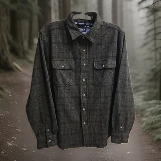 Photo of Chaps Long Sleeve Knit Flannel Shirt - Size M