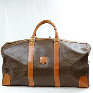 Photo of Celine Vintage Macadam Canvas Boston Travel Bag Brown