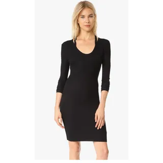 Photo of Pam & Gela Women's Split Neck Dress Black Medium