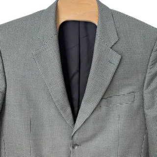 Photo of Jack Victor Cashmere Blazer Men 44L Black Houndstooth Sport Coat Jacket Stain
