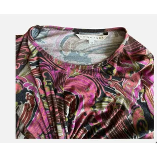 Photo of TRINA TURK SHIRT WOMENS Small Pullover Gathered Knot Long Sleeve