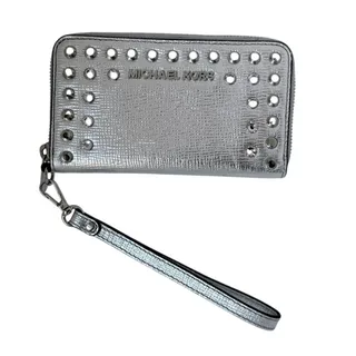 Photo of Michael Kors Jet Set Travel Silver Studded Jewel Leather Wristlet Wallet Clutch