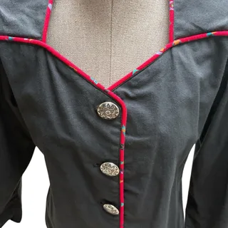 Photo of Vintage Roper Western Shirt Women's Size Small Black Red Piping Rockabilly 90's