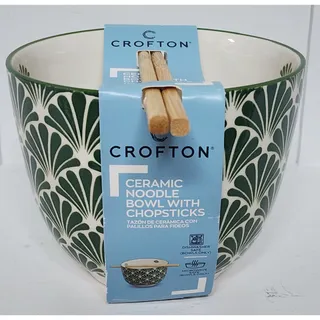 Photo of Vintage Crofton Stoneware Noodle Bowl w/ Chopsticks 5.3" Dia Microwave Safe -New