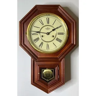 Photo of intage D&A Regulator 8-Day Wall Clock – Cherry Wood – Hourly Chime – Working