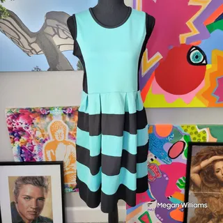 Photo of Beautees Girls Dress Fit & Flare Blue Black Y2K Size 16