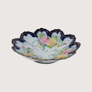 Photo of Antique Porcelain Floral Scalloped Bowl