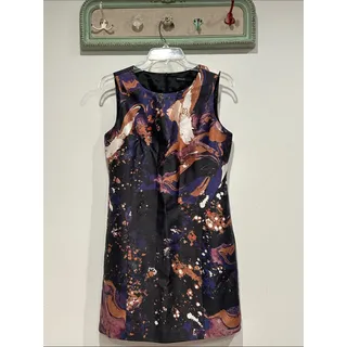 Photo of Karen Millen galaxy marble Black, Purple Brown Abstract shift Print Mini Dress 8