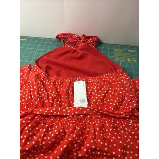 Photo of Red Polka Dot Hi-Low Halter Dress Size L