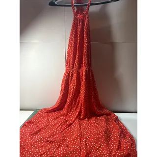 Photo of Red Polka Dot Hi-Low Halter Dress Size L