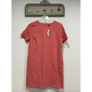 Photo of Ann Taylor Coral and grey Striped Mini Dress plus size 14 with pocket new w tag