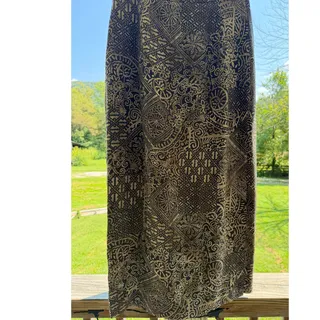 Photo of Vintage 90s Jones New York 100% Silk Geometric Batik Maxi Skirt 6 Boho Earthy