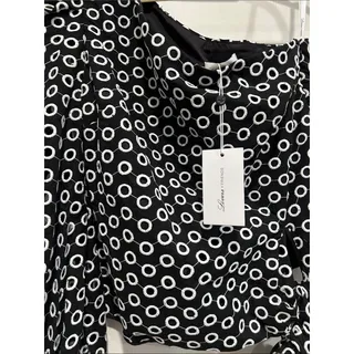 Photo of For Love & Lemons Black/ White One-Shoulder Tie-Waist eyelet Blouse medium new