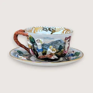 Photo of Vintage Mid Century Capodimonte Porcelain Cup And Saucer