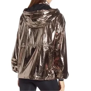 Photo of Ivy Park Women Shimmer Metallic Half Zip Pullover S Bronze Futuristic Streetwear