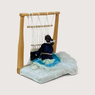 Photo of Vintage Mid Century Navajo Weaver Folk Art Loom Doll