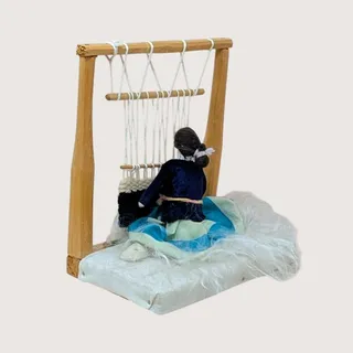 Photo of Vintage Mid Century Navajo Weaver Folk Art Loom Doll
