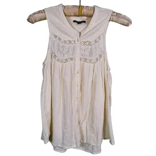 Photo of American Eagle Lace Crochet Tank Top Size S Cream Cottage Boho Prairie Retro