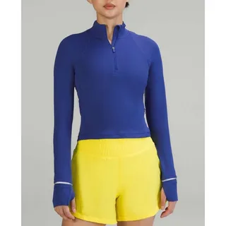 Photo of Lululemon Rulu Ribbed 1/2 Zip Athletic Pullover Top Crop Size 4 Psychic Blue 
