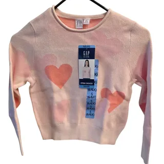 Photo of NWT 100% Cotton Gap Kids Pink Heart Sweater Size S (6/6X)
