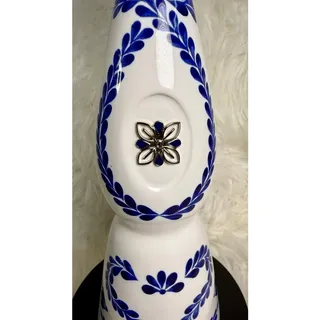 Photo of Clase Azul Mexico EMPTY-RINSED Blue & White Ceramic Tequila Bottle with Bell Top