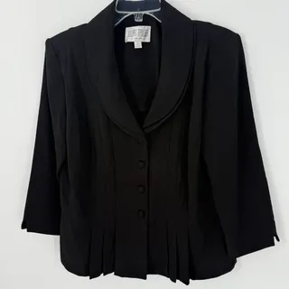 Photo of Julian Taylor Womens Size 10 Black 2 Piece Skirt Suit Pleated Shawl Collar