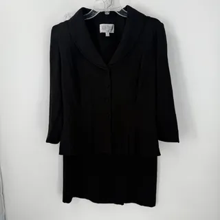 Photo of Julian Taylor Womens Size 10 Black 2 Piece Skirt Suit Pleated Shawl Collar