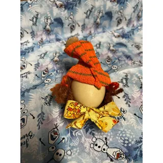 Photo of Vintage Egg Noggin Winking Girl Ornament | Hand Painted Real Eggshell Christmas Ornament | OOAK Folk Art Holiday Decor | Autumn Colors