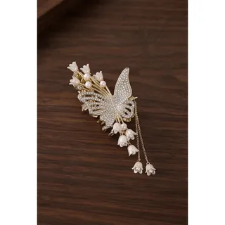Photo of Lovely Women's Hair Clip with Butterfly and Flower Accents NEW