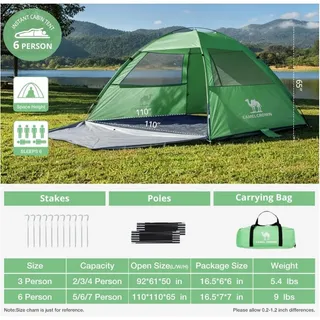 Photo of CAMEL CROWN Beach Tent UPF 50+ Portable Sun Shelter w/ Sand Anchor Green