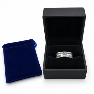 Photo of Premium Quality Tungsten Carbide Band 8mm Genuine Abalone Shell Inlay Ring
