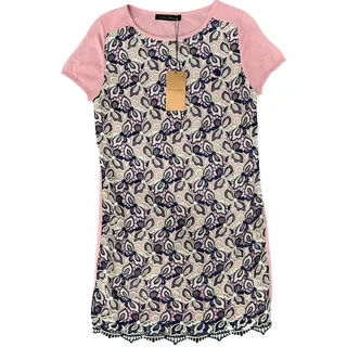 Photo of Caswell Massey Pink Crochet Lace Butterfly Mini Tee Shirt Dress size S NEW Tags