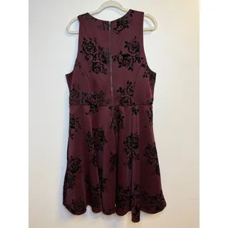 Photo of Torrid Burgundy Flocked Floral Skater Dress 20