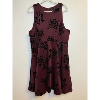 Photo of Torrid Burgundy Flocked Floral Skater Dress 20