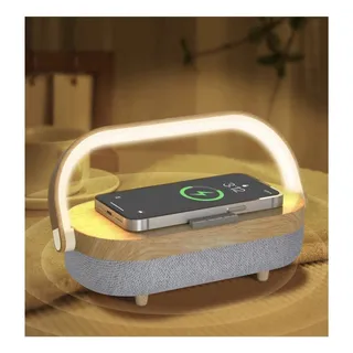 Photo of Nightstand Lamp with Wireless, Portable Phone Holder Charger Bluetooth Speaker