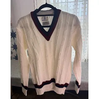 Photo of Vintage Seasport Cable Knit Tennis Sweater Orlon Acrylic Men's Large