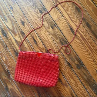 Photo of Red Vintage look alike chain link over the shoulder purse