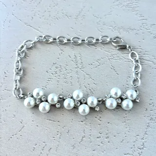 Photo of Paparazzi White Glass Pearl Bracelet Anklet