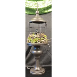 Photo of Handmade Gothic Crow Cage Decor Authentic Salvaged Bird Nest, Haunted Pedestal Topiary