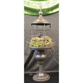 Photo of Handmade Gothic Crow Cage Decor Authentic Salvaged Bird Nest, Haunted Pedestal Topiary