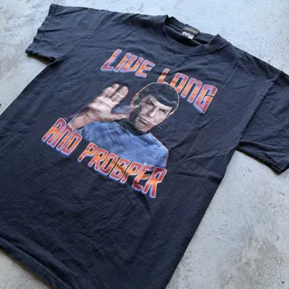Photo of Vintage Y2K Star Trek Spock Graphic Tee Live Long Prosper M