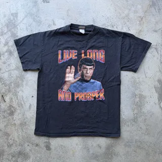 Photo of Vintage Y2K Star Trek Spock Graphic Tee Live Long Prosper M