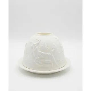 Photo of Bernardino Lithophane Bisque Porcelain Votive Candle Holder Fairy Lamp Reindeer 